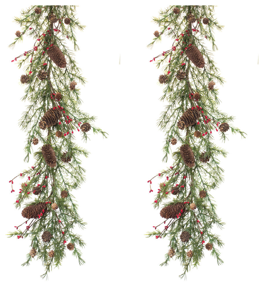 Pine Cone Berry Twig Garland, Set of 2