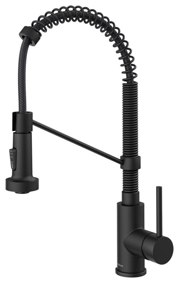 Bolden Commercial Style 2-Function Pull-Down 1-Handle 1-Hole Kitchen Faucet, Matte Black With Soap Dispenser