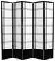 7' Tall Double Cross Shoji Screen, Black, 5 Panels