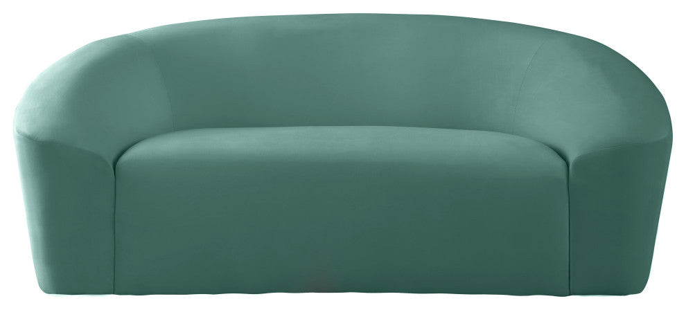 Riley Velvet Upholstered Rounded Loveseat, Mint