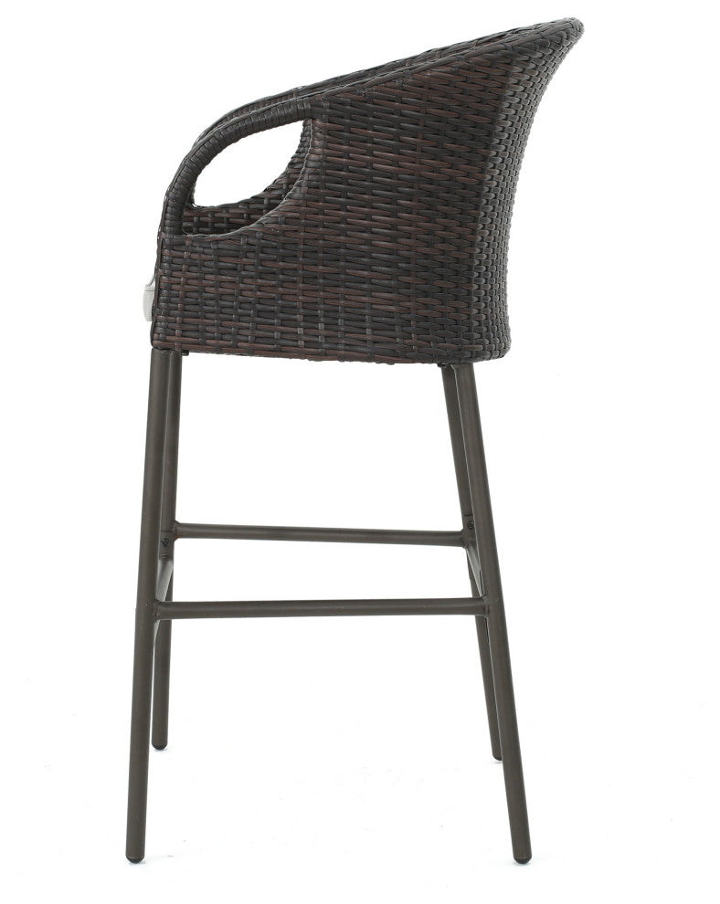 GDF Studio 5-Piece Big Rock Outdoor 41" Wicker Bar Set With Cushions