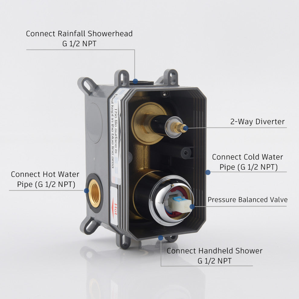 CASAINC 10" Round Wall Mounted Luxury Rain Shower System with Handheld Spray, Chrome