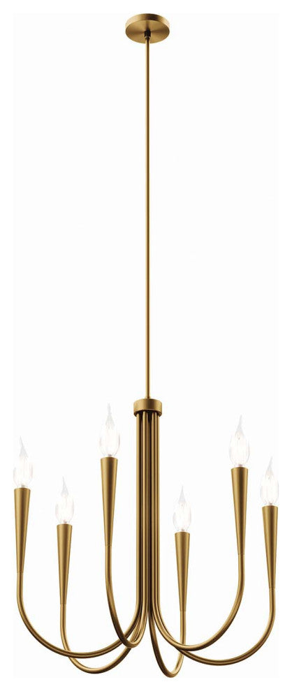 Penrose 6-Light Chandelier, Satin Brass