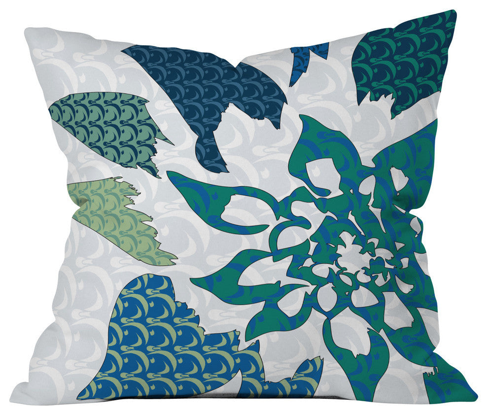 Deny Designs Karen Harris Constance In Blue Blossom Outdoor Throw Pillow