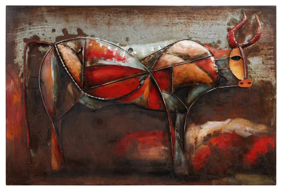 "Bullish" Primo Mixed Media Hand Painted Iron Wall Sculpture