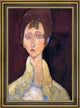 Amedeo Modigliani Woman in White Coat - 16" x 24" Framed Premium Canvas Print
