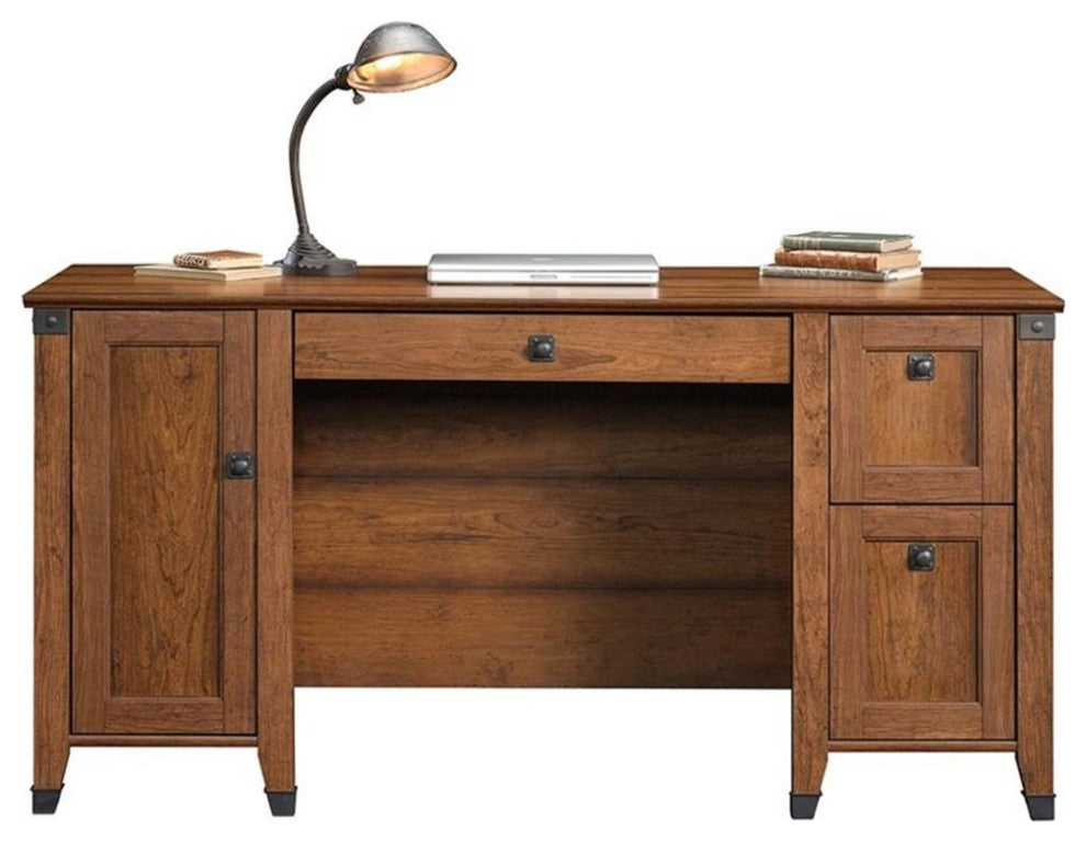 Sauder Carson Forge Engineered Wood Computer Desk in Washington Cherry