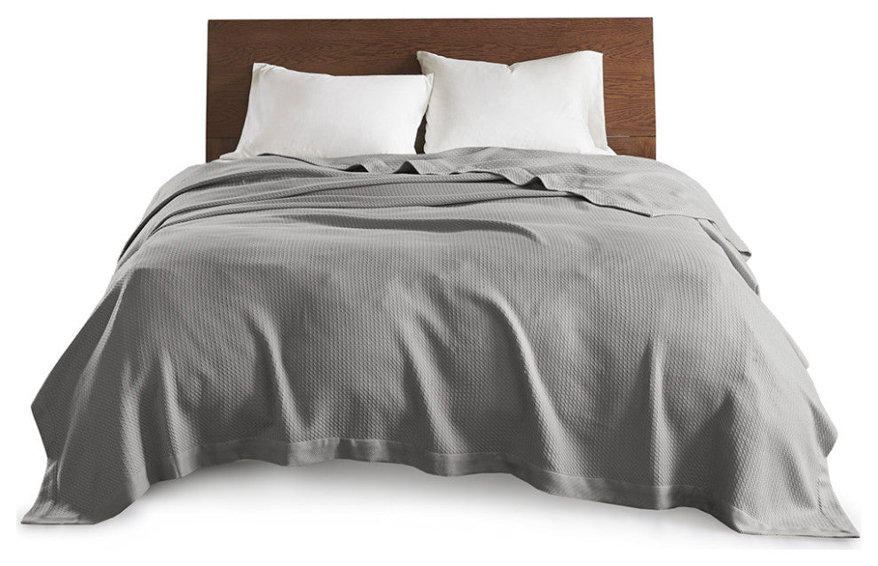 Madison Park Egyptian Cotton All-Season Woven Bedding Blanket, Grey