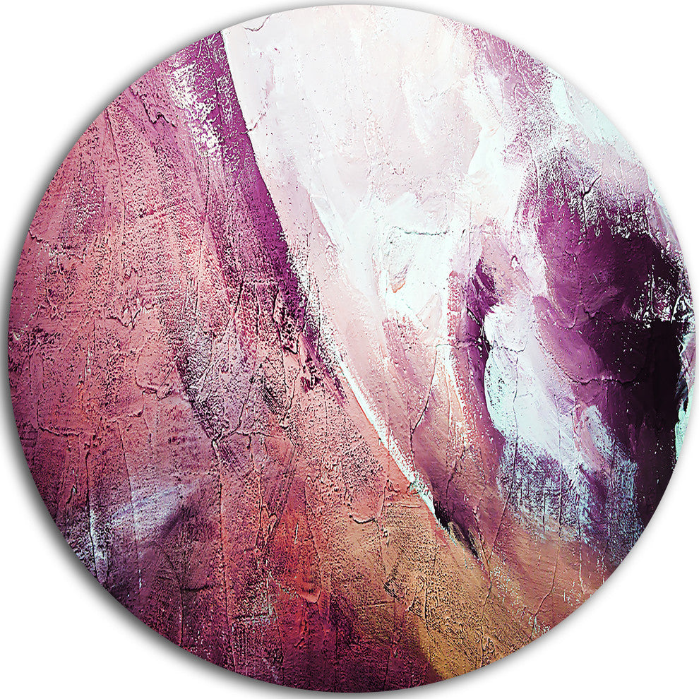 White And Purple Texture, Abstract Round Metal Wall Art, 23"