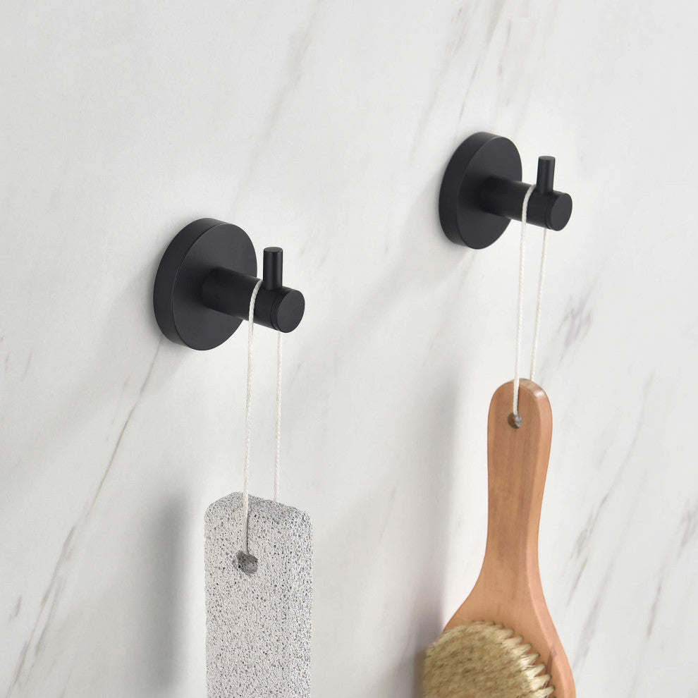 Circular 4-Piece Bathroom Hardware Set, Matte Black