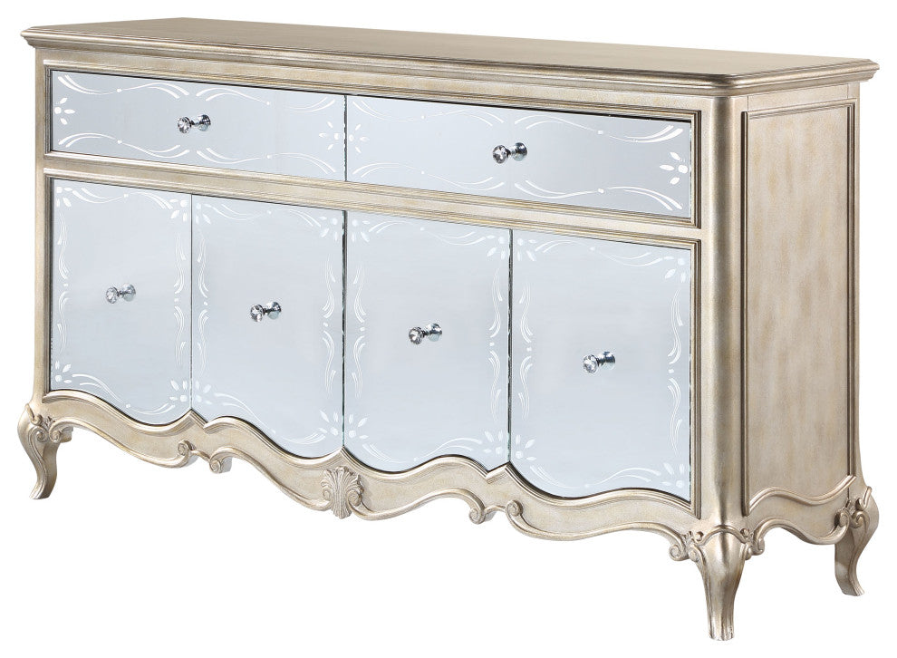 Esteban Server, Mirrored and Antique Champagne