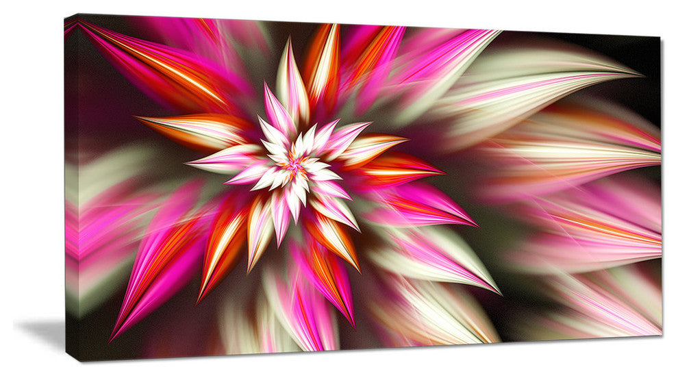 Exotic Red Fractal Spiral Flower, Oversized Abstract Canvas Art Print, 60x28