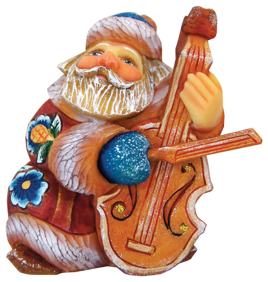 Hand Painted Mini Cello Santa Figurine