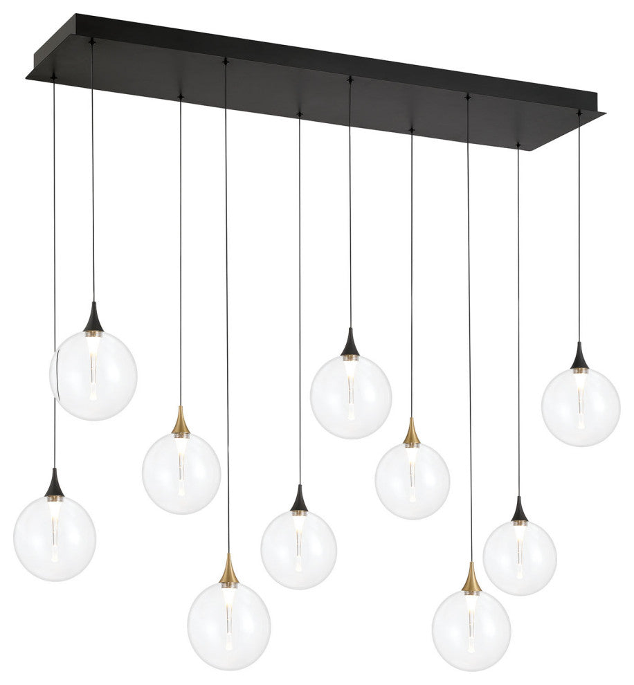 Iissa 10L 47" Gold-Black Clear Chandelier