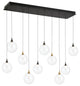 Iissa 10L 47" Gold-Black Clear Chandelier
