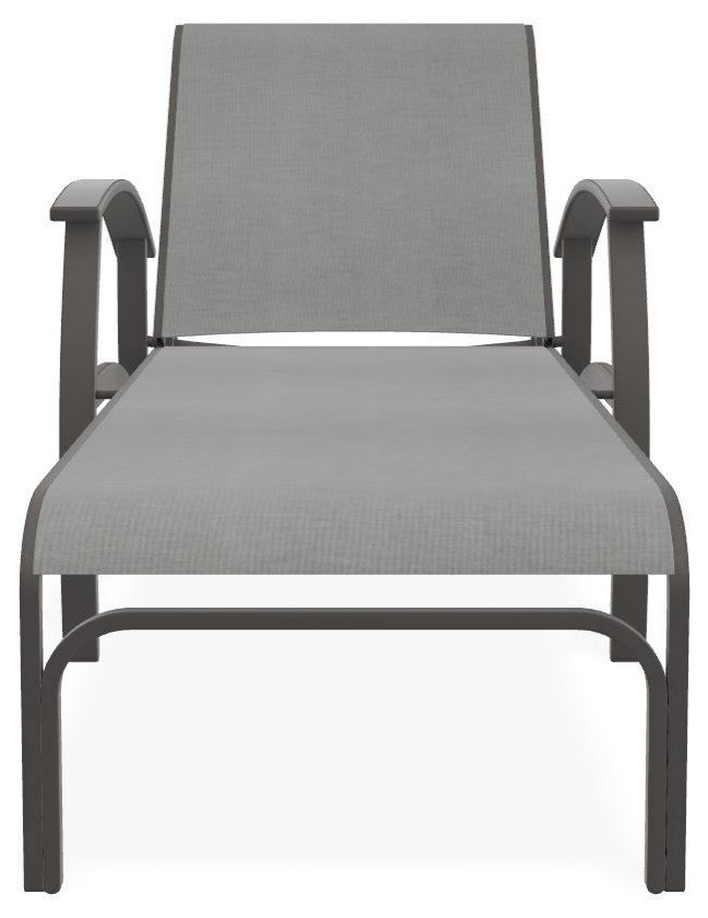 Belle Isle Sling 4-Position Outdoor Chaise Lounge, Alloy/Warm Gray