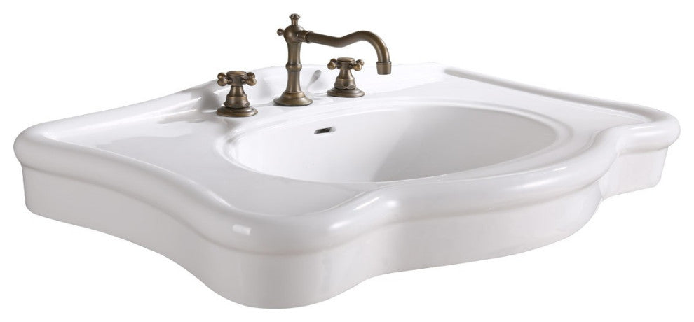 Bathroom Console Sink Deluxe Counter Top White Porcelain Renovators Supply