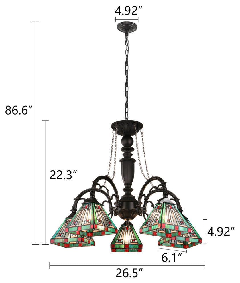 Innes Tiffany 5-Light Mission Large Chandelier 27" Wide