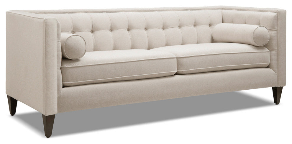 Jack 84" Modern Tuxedo Square Button-Tufted Sofa, Sky Neutral Beige Polyester