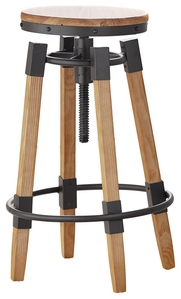 GDF Studio Javadel Modern Industrial Firwood Adjustable Swivel Barstool