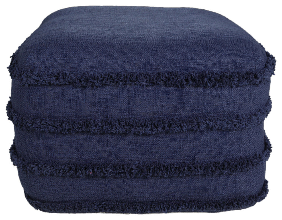 Solid Textured Stripe Pouf Ottoman