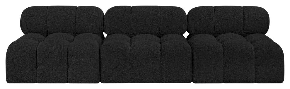 Ames Boucle Fabric Modular Sofa, Black, 3-Piece: 3 Armless Chair