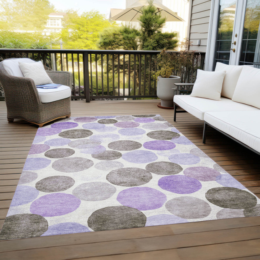 Machine Washable Indoor/Outdoor Chantille ACN1898 Purple 5' x 7'6" Rug