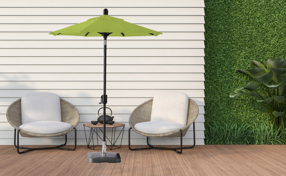 6' Round Auto Tilt Market Umbrella, Black Sapphire Frame, Macaw