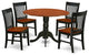 5Pc Rounded 42" Kitchen Table, Two 9"Drop Leaves, Four Wood Seat Kitchen Chairs