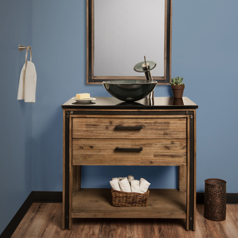 Nera Glass Vessel Sink and Drain, Brushed Nickel