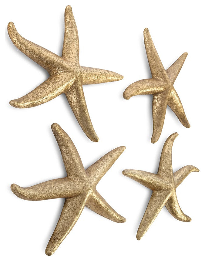Starfish, Gold Leaf, 4-Piece Set, Small, Gold, Medium