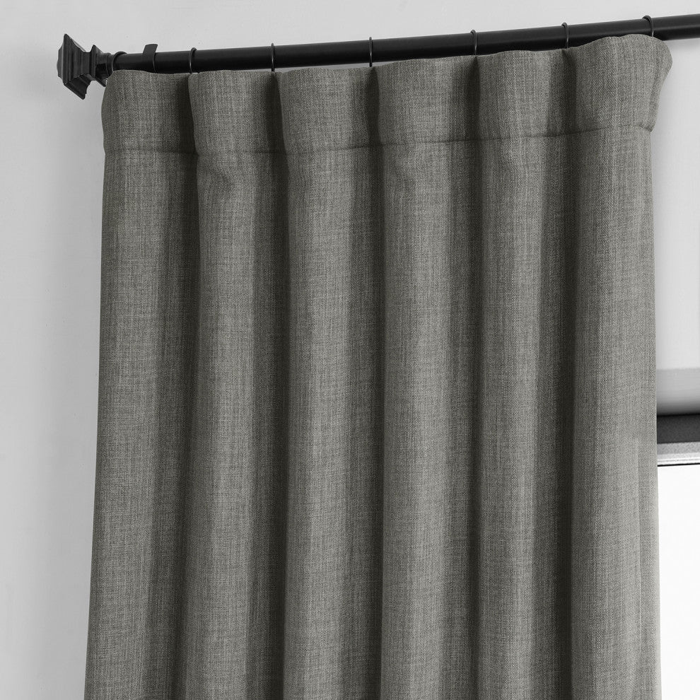 Faux Linen Darkening Curtain Single Panel, Blazer Gray, 50"x108"