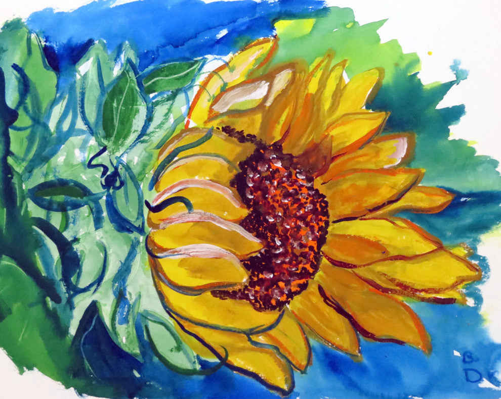 Betsy Drake Windy Sunflower Outdoor Wall Hanging 24x30