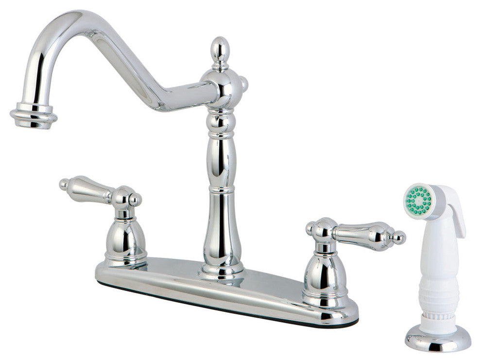 Polished Chrome 8" Center Kitchen Faucet with Non-Metallic Sprayer KB1751AL