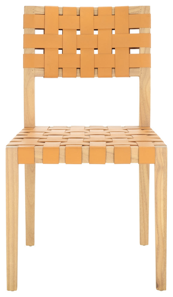 Safavieh Couture Bette Woven Leather Dining Chair, Tan/Natural