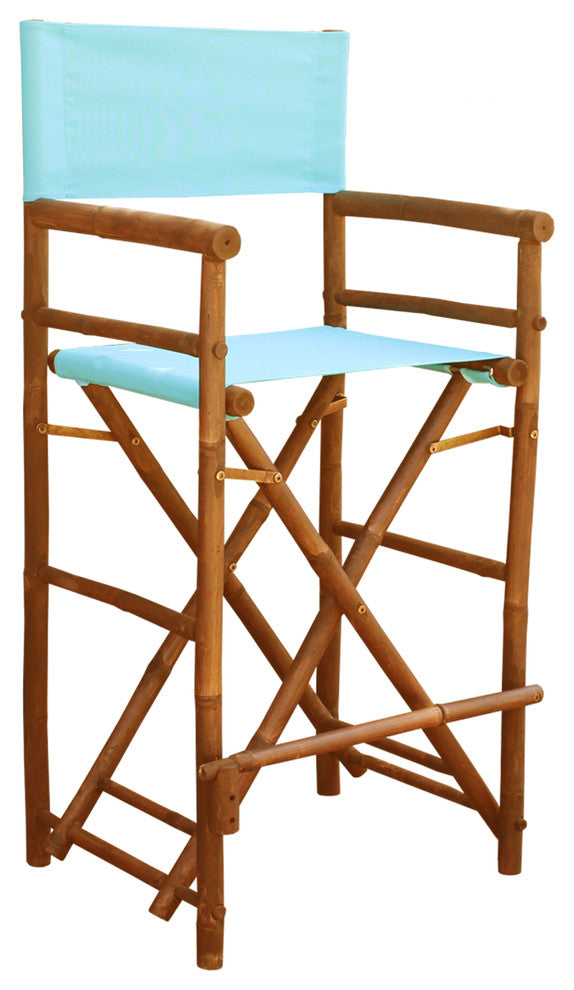 Bamboo High Director Chair, Set of 2, Aqua