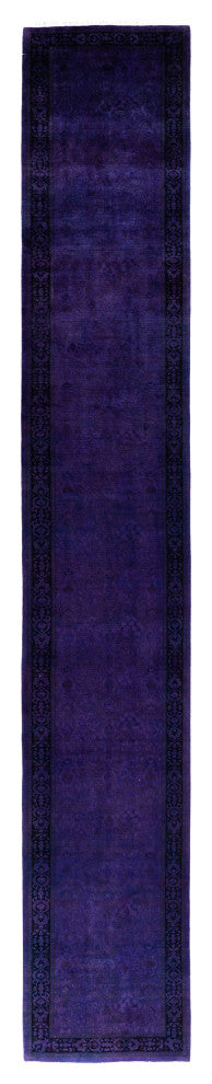 Overdyed One-of-a-Kind Hand-Knotted Area Rug Purple, 2' 9" x 17' 8"