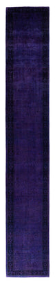 Overdyed One-of-a-Kind Hand-Knotted Area Rug Purple, 2' 9" x 17' 8"