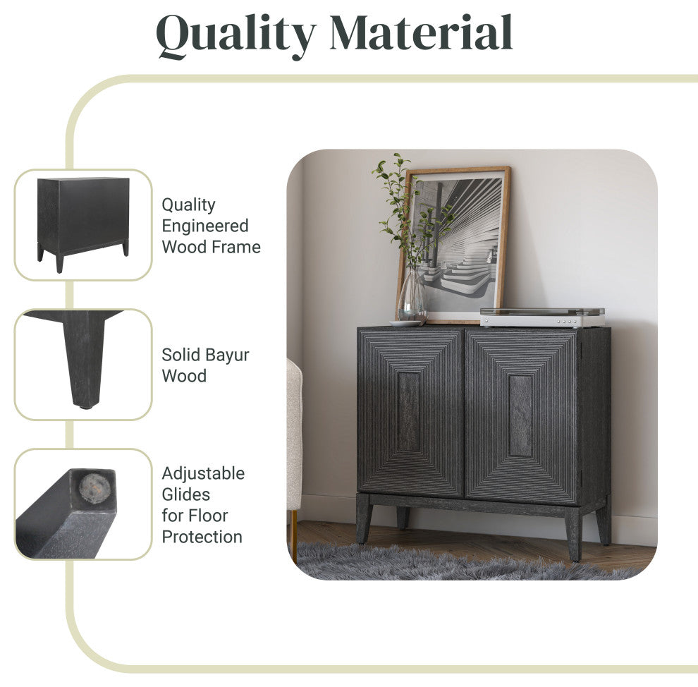 Covey Cabinet 2 Doors, Brushstroke Black