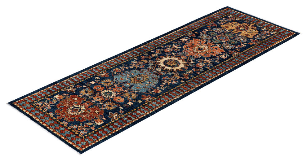 Serapi One-of-a-Kind Hand-Knotted Area Rug Blue, 2'11" x 8'2"