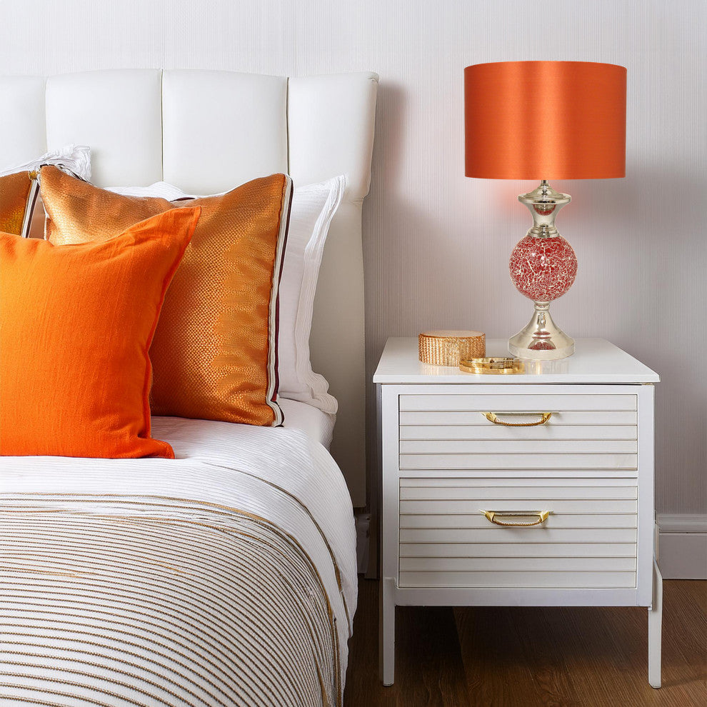 Urban Designs Orange Mosaic Cracked Glass 24" Table Lamp, Set of 2