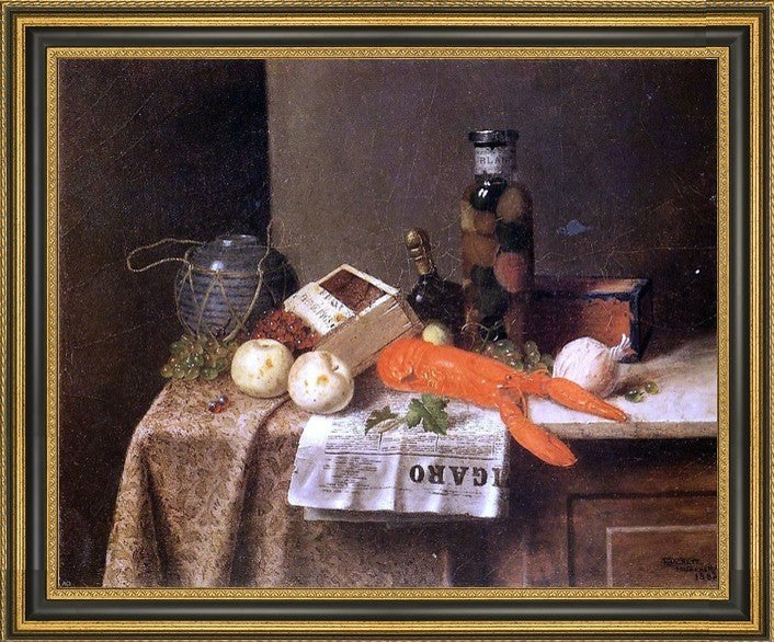 William Michael Harnett Still Life with Le Figaro Framed Canvas Print, 16"x20"