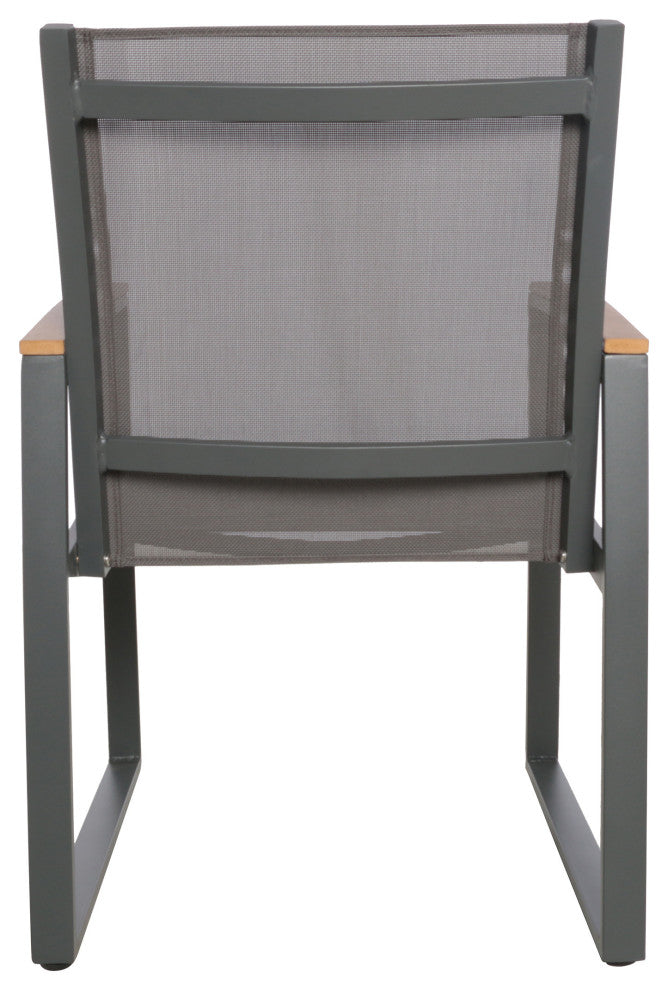 Aubrey Outdoor Aluminum Dining Chairs with Faux Wood Accents, Gray, Set of 2