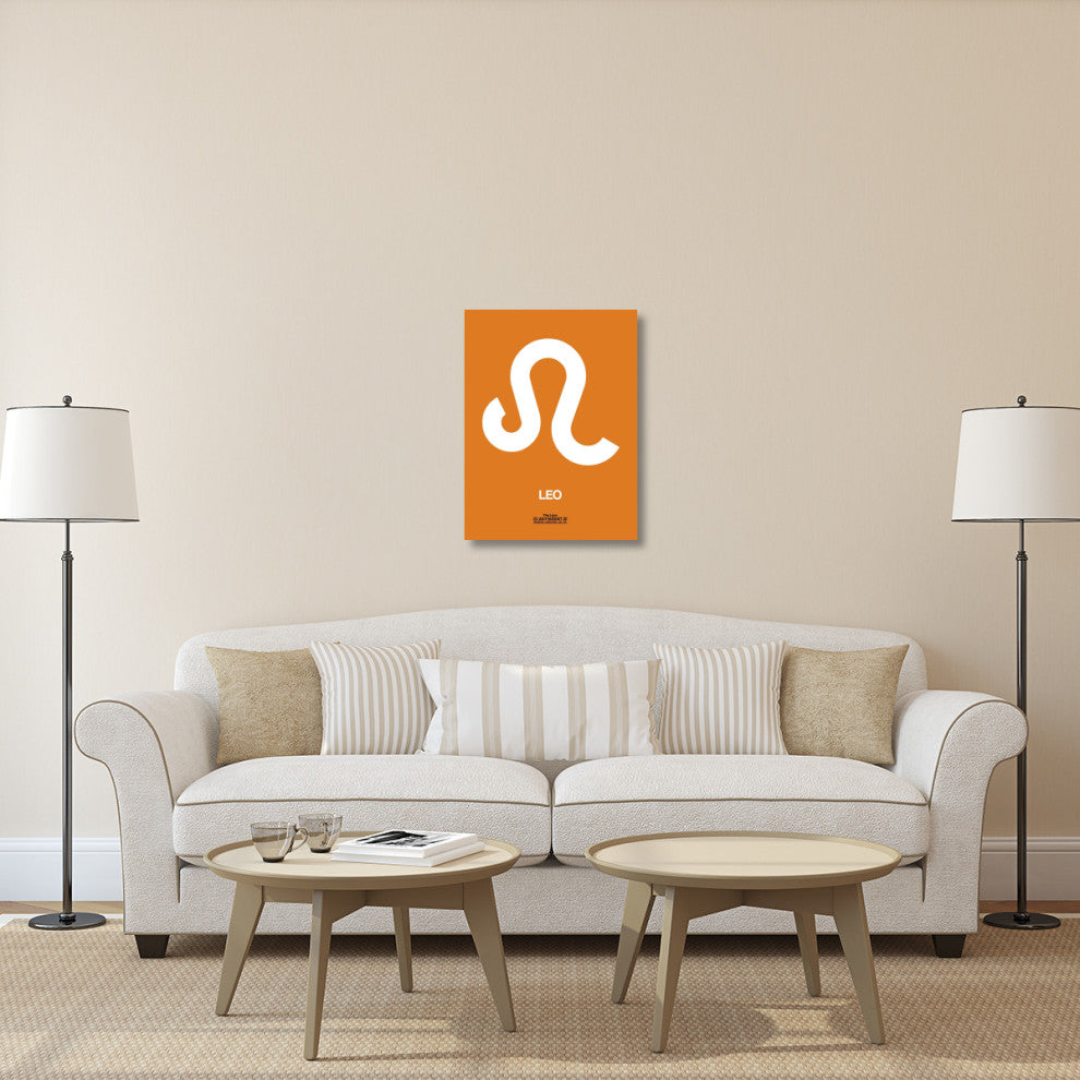 "Leo Zodiac Sign White on Orange" Fine Art Print