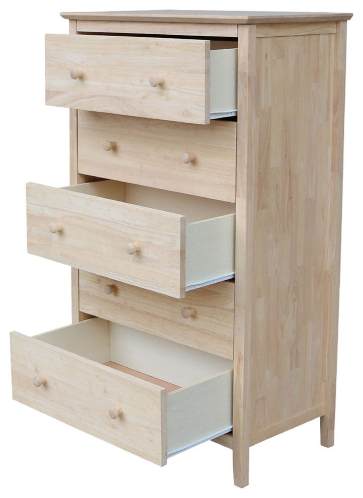Solid Wood Dresser Chest With 5 Drawers