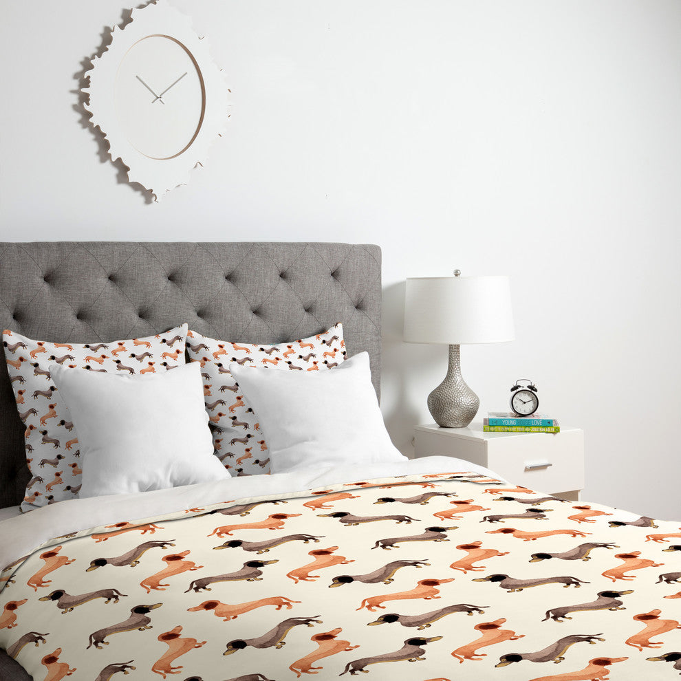 Deny Designs Wonder Forest Darling Dachshunds Lightweight Duvet Cover