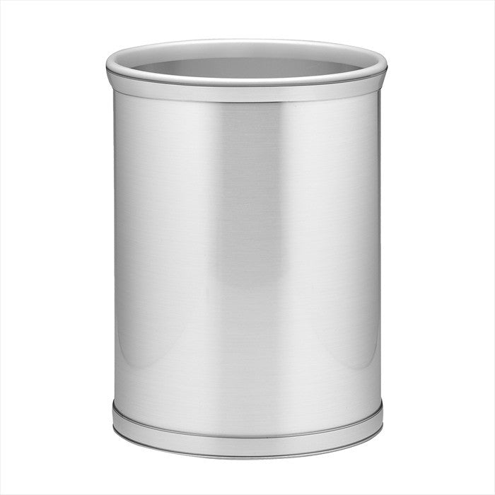 Kraftware Mylar Brushed Brass Oval Wastebasket, Brushed Chrome