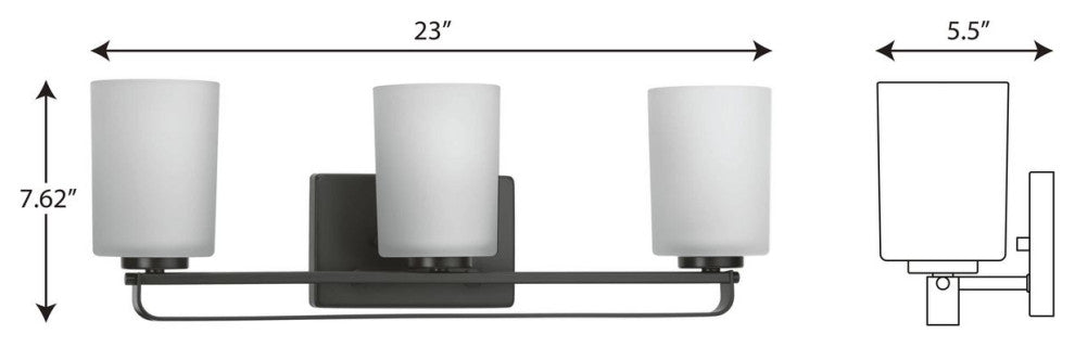 League Collection 3-Light Modern Farmhouse Bath Vanity Light, Matte Black