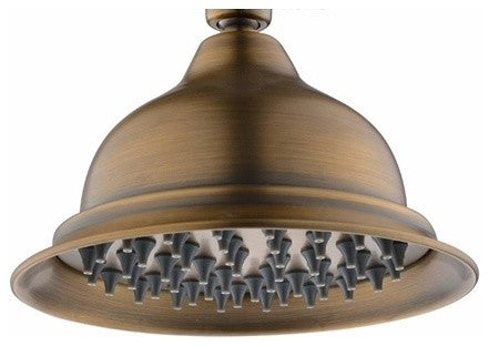 Reno 8" Round Brass Copper Rain Shower Head, Antique
