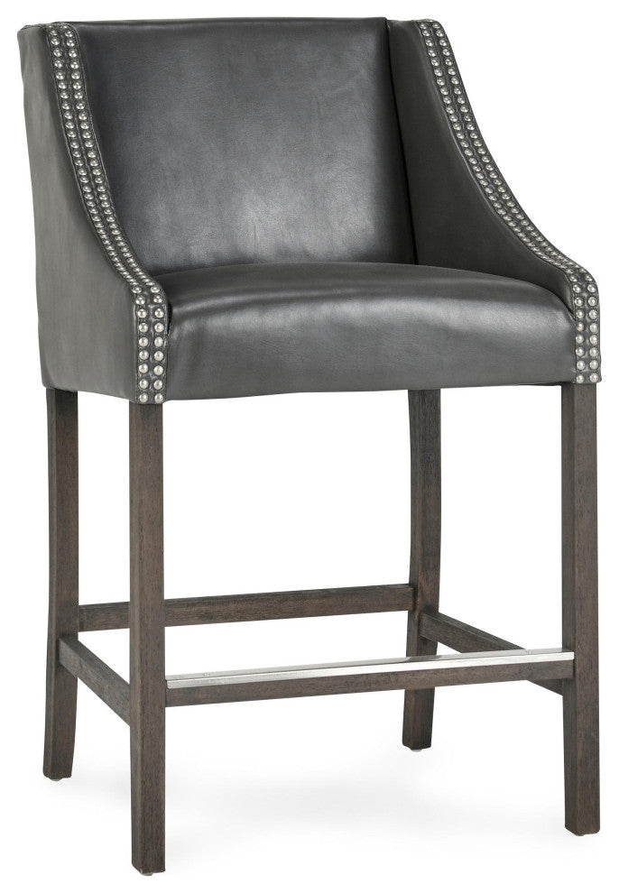 Castaic Stool by Kosas Home, Charcoal Gray, Counter Height